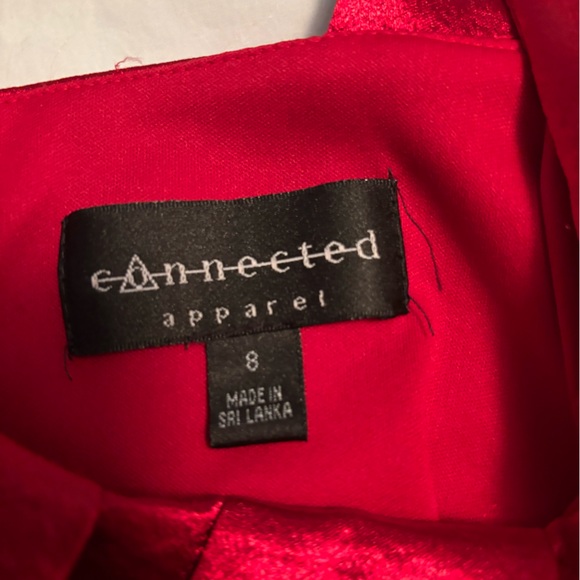 Connected Apparel Red Satin Dress 8 - Picture 5 of 6